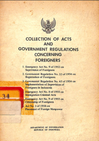 Image of Collection of Acts and Government Regulations Concerning Foreigners